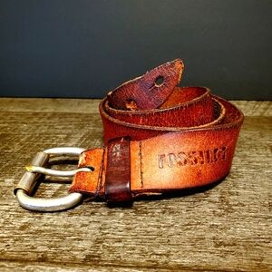 38" Fossil Cowhide Men's Belt Leather. Brown Tan.
